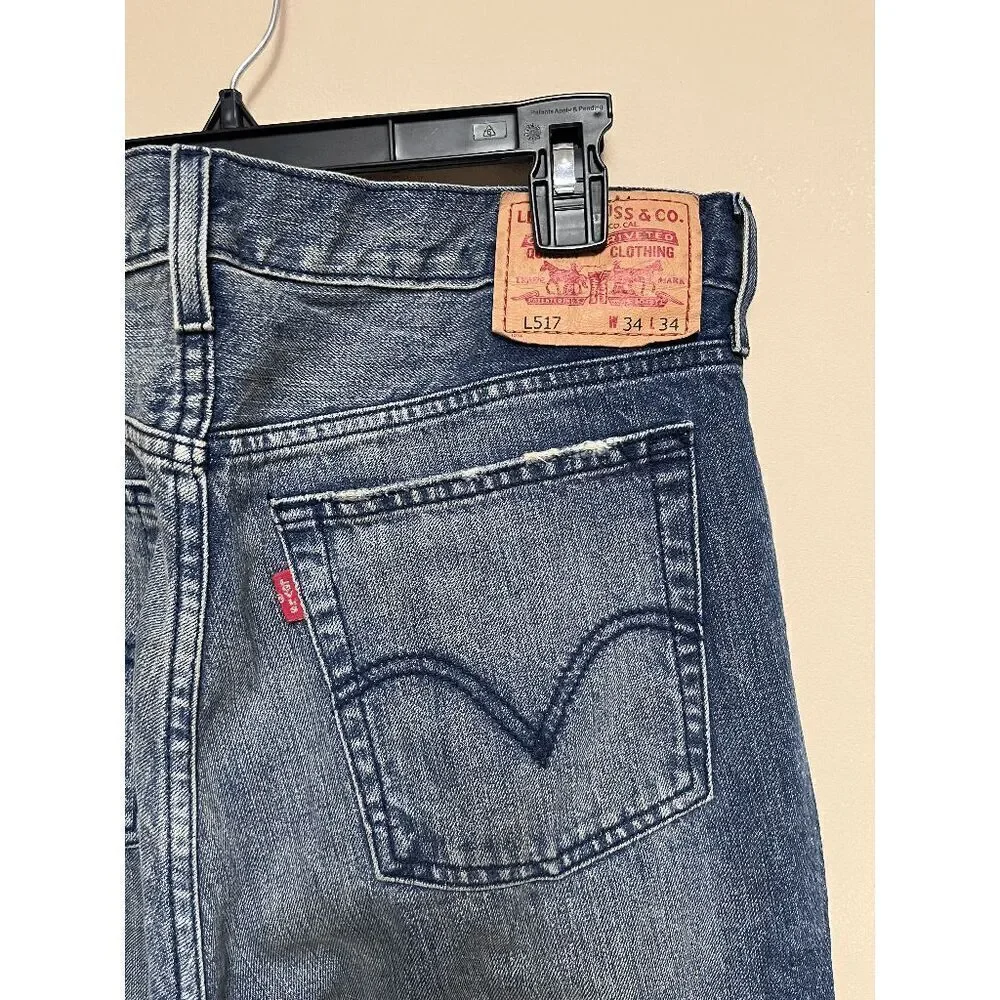 Levi's 517 Mens Bootcut Leg Utility Jeans Dark Wash Sz 34